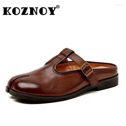 Slippers Koznoy 2.3cm ROME Cow Genuine Leather Comfy Concise Fashion Women Summer Slip On Sandals Designer Platform Wedge Shoes