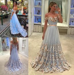 3D Butterfly Appliques Evening Dresses Off the Shoulder ALine Formal Dress Custom Made Tulle Floor Length Party Gowns9479785