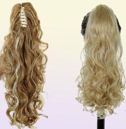 XINRAN Synthetic Fibre Claw Clip Wavy Ponytail Extensions Long Thick Wave Ponytail Extension Clip In Hair Extensions For Women 2101087558214
