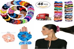 Hair Scrunchies Velvet Elastics Hair Ties Scrunchy Bands Ties Ropes Gifts 46 Pcs9505967