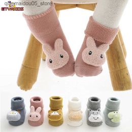 Kids Socks Baby floor socks anti slip 3D cartoon doll socks with bell suitable for newborns aged 0 to 3 years old barefoot shoes indoor socks for children Q240413