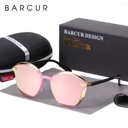 Sunglasses BARCUR Polarised Women Luxury Round Sun Glass For Ladies Female Shade Lunette De Soleil Femme