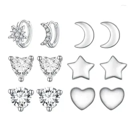 Stud Earrings Self Product In 925 Sterling Silver For Women Piercing Halloween Gift Luxury Jewellery Moon Star Heart