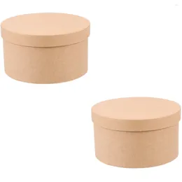 Take Out Containers 2 Sets Round Cake Box Sweet Paper Container Ice Cream Gift Accessory Kraft Cookie Case Portable Soap Holder Candy