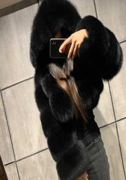 Pellicanna e giacche con pelliccia e giacche a pelliccia pelosa di alta qualità Donne Fluffy Top Coat con giacca invernale con cappuccio Manteau Femme2928930
