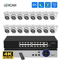 IP Cameras H.265 16CH 4K POE CCTV System NVR Kit 8MP Ai Human Indoor Outdoor Colour Night Security Audio Camera Video Surveillance Set Xmeye 24413