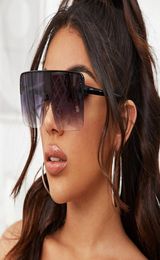 2022 Oversized Square Female Sunglasses Women Fashion Flat Top Lens One Piece Men Eyewear Shade Mirror UV400 Male9255071