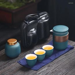 Teaware Sets Creative Ceramic Portable Tea Set One Pot Three Cups Anti-scalding Travel