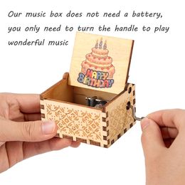 Wooden Hand Crank Music Box TO MY Wife You Are My Sunshine DAD I Love You 3000 Musical Box Castle In The Sky Casket Decoration