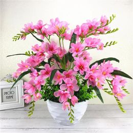 Decorative Flowers 2pcs 9-bundles Phalaenopsis Artificial Bouquets Uv-resistant Fake For Bedroom Home Living Room Decor