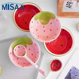 Bowls Strawberry Children's Tableware Set High Quality Kitchen Bar Supplies Demand Energetic Cartoon Watermelon Rice Bowl