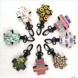 Keychains Portable Neoprene Sleeve For 30Ml Hand Sanitizer Mini Bottle Er Holder Stripe Cactus Printed Key Chains Drop Deli Dhgarden Dhdld