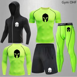 Sets Spartan Superhero Rashguard Men Sport Suit Gym Boxing Jerseys KickBoxing Muay Thai Men Fightwear Bjj MMA Tshirts Fitness Sets