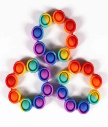 Pioneer Children's Bracelet Toys Rainbow Push Pop Bubble Toy Autism Stress Relief Sensory Wristband G54RSO32503695