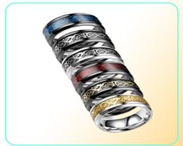Mix 20 Pieceslot Stainless Steel Rings Whole Men Jewellery Engagement Retro Vintage Rings Dragon Rings Men Anel Wide 8mm6342896