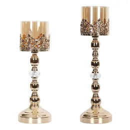 Candle Holders Luxury Holder Gold Plated Pillar Candlestick For Event Christmas Wedding