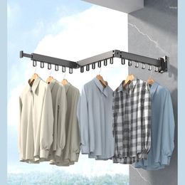 Hangers Folding Clothes Rack Wall Mount Thickened Aluminium Organiser Home Retractable Indoor Outdoor Balcony Cloth Drying Hanger