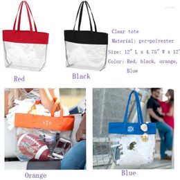 Storage Bags 50pcs/lot Arrival Good Quality PVC Stadium Tote Bag 2024 Selling Solid Colour Personalise Clear Beach Handbag