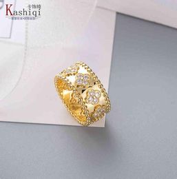 Rings Kaleidoscope Ring Female Minority Design Sense of Fashion Simple Clover Jewellery Plated Rose Gold3898587