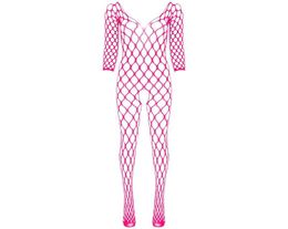 Womens V Neck Long Sleeve Crotchless Bodystocking Stretchy Fishnet Bodysuit Mesh Lingerie Nightwear Sleepwear8906289