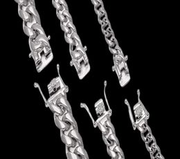High Quality Stainless Steel Curb Cuban Chain Dragon Clasp Bracelets Men Women Fashion Gold Silver Bangles 8mm101214mm 23cm5134273