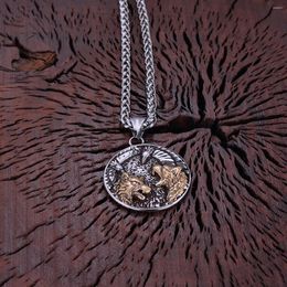 Chains Vikings Stainless Steel Nordic Mythology Pattern Pendant Animal Wolf Muninn And Huginn Fashion Classic Necklace Handmade Jewellery