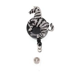 10pcslot Animals Styles Rhinestone Black White Zebra Badge Holder OfficeSchoolMedicalNurse retractable badge holder2435973