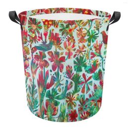 Laundry Bags Candy Foldable Basket Art Waterproof Children's Toy Tunic Dirty Clothes Organizer Bird Flowers Estemacleod