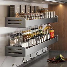 Kitchen Storage Stainless Steel Simple Spice Rack Detachable Washable Wall-mounted No-punching Condiment Bottle