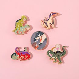 Dinosaur play brooch Cute Anime Movies Games Hard Enamel Pins Collect Cartoon Brooch Backpack Hat Bag Collar Lapel Badges