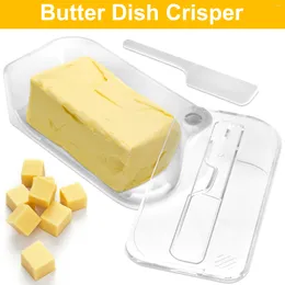 Plates Airtight Butter Dish With Lid And Cutter Grade Keeper Tray Measurement Marks Portable Holder
