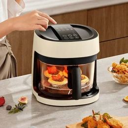 Fryers 220V Air Fryer Visual Multifunction Transparent Glass Large Capacity Intelligent Electric Oven Air Fryer Oven Deep Fryer