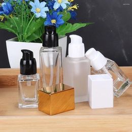 Storage Bottles Press Type Isolation Cream Packaging Bottle Practical Glass Transparent Split Rectangle Square Liquid Foundation