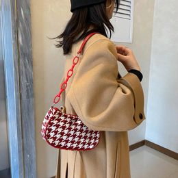 Bag Retro Red Lattice Underarm Clutches Fashion Women All-match Daily Shoulder Casual Simple Travel Female Handbags