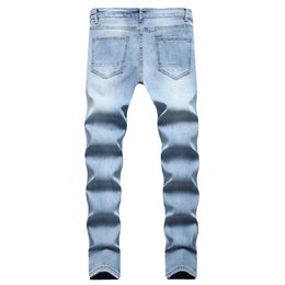 Streetwear Ripped Skinny Jeans Men Vintage wash Solid Denim Trouser Mens Casual Slim fit pencil denim Pants Hombre Joggers