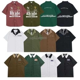 New Rhude Blouse Shirt Polo Shirt Designer Polo Shirt Tshirt Mens Polos Men Po For Mens New Style High Quality Rhude Shirt Luxury Brand Men's T-Shirts US SIZE S-Xl 99