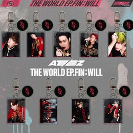 Keychains KPOP ATEEZ THE WORLD EP.FIN:WILL Keyring Double-Sided Acrylic Keychain Pendant Hongjoong Seonghwa Yunho Fans Collection