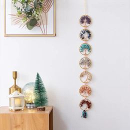 Decorative Figurines 7 Chakra Stones Healing Crystals Tree Of Life Wall Hanging Ornament Decoration For Good Luck Reiki Yoga Mothers Day Mom