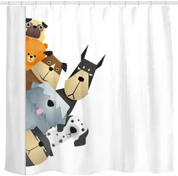 Shower Curtains Cute Dogs Curious Cartoon Puppy Fabric Curtain