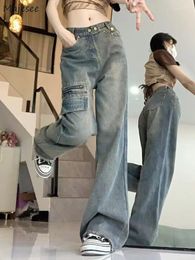 Women's Jeans Vintage Women Streetwear Ripped Korean Style High Waist Spring Female Wide Leg Harajuku Casual Denim Trousers Fashion