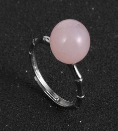 Wedding Rings Pink Crystal Beads Finger For Women Girls Silver Colour Bamboo Statement Adjustable Bands 2021 Trendy Jewelry5273276