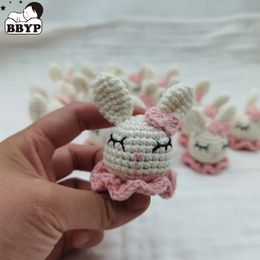 5Pcs Baby Pacifier Clip DIY Accessories Crochet Bead Rabbit Rattle Infant Teething Toy Freezer Teether borns Shower Gift 240407