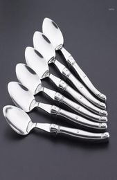 Spoons 85039039 Laguiole Dinner Spoon Stainless Steel Tablespoon Silverware Hollow Long Handle Public Large Soup Rice Cutle6871058