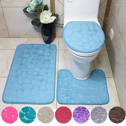 Bath Mats Toilet Seat Cushion Modern Door Mat U-Shaped Geometric Floor Bathroom Three-Piece Comfortable Solid Color Simplicity