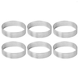 Baking Tools 6pcs/set Kitchen Heat Resistant For Tart Stainless Steel Cake Ring Mould Easy Clean Multifunction Home Perforated Pie