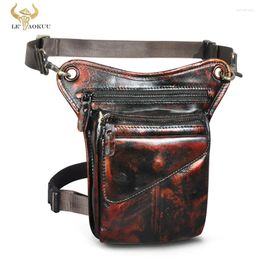 Waist Bags Thick Bull Leather Retro Small Shoulder Messenger Bag Designer Travel Belt Fanny Pack Drop Leg For Female Male 211-3