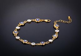 Fashion Jewelry 7 Turkish Blue Eye Bracelet Gold Color Plated Never Faded Blue Evil Eye Crystal Charm Bracelets for Women3190781