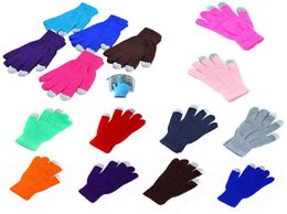 Unisex Knitted Touch Screen Gloves Winter Warm Knitted Gloves Full Finger Mittens Christmas Party Favour Gift 14Colors WX910699760172