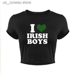 Women's T-Shirt I Love Irish Boys Hip Hop Graphic Women Cropped Tops Harajuku Kawaii Clothes 2000s Y2k Baby T Fashion T Shirt Female Crop Top 1 T240415