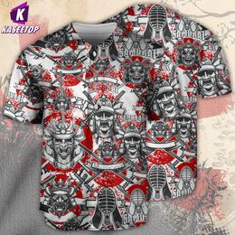 Samurai Japan Red Men 3D Print Baseball Jersey Shirt Adult Summer Tee Shirt Men's Hip Hop Tops Tee Oversized Streetwear T-Shirt